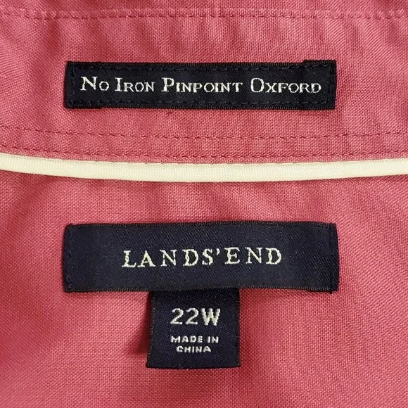 Lands End Womens Long Sleeve‎ No Iron Pinpoint Oxford Button Up Shirt Size 22W - Picture 5 of 14